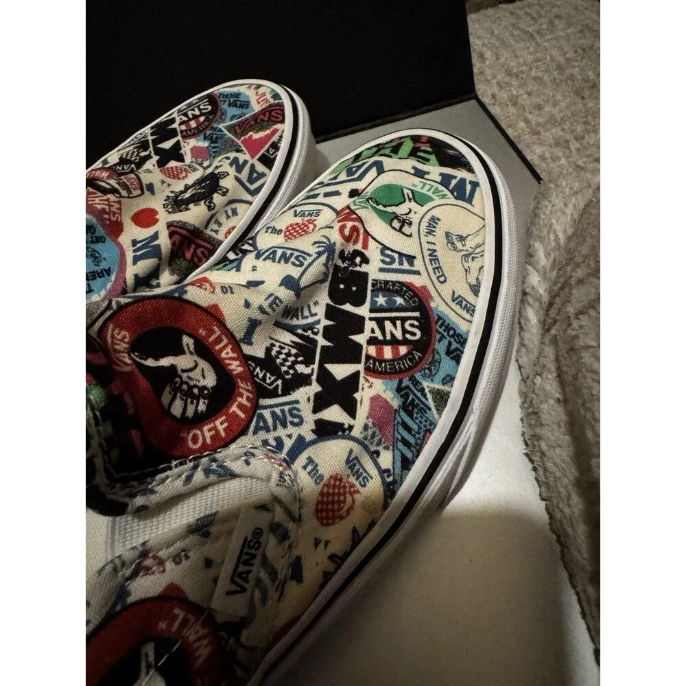 Vans Classic Slip-On Sticker Mash Up UniSex Canvas Shoes US Men 10 Women 11.5